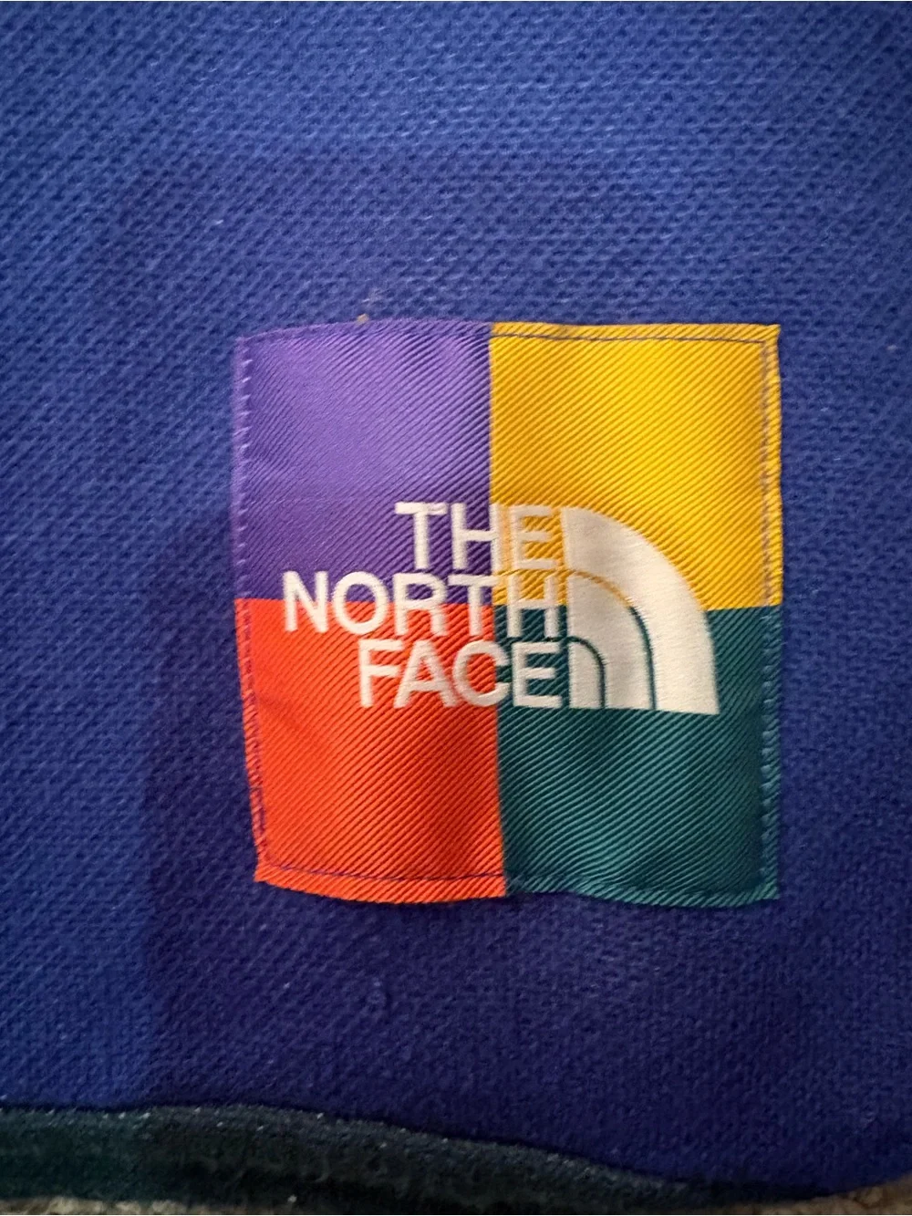 The Northface Color Block Scarf TNF Blue / Green OS Big Logo 96” x 12” - Picture 3 of 8